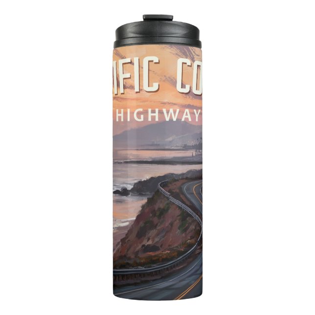 Pacific Coast Highway Sunset Thermosbecher (Vorderseite)
