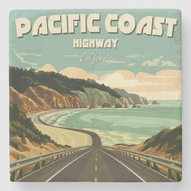 Pacific Coast Highway Vista Steinuntersetzer (Vorderseite)