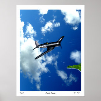 Pacific Corsair über Saipan. Poster