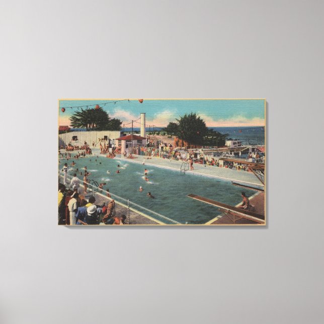 Pacific Grove, CA - Municipal Swimming Pool View Leinwanddruck (Vorderseite)