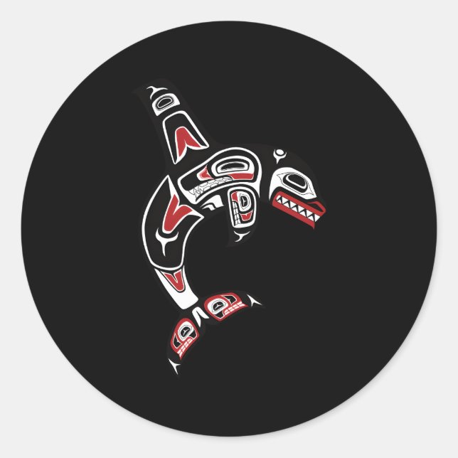 Pacific Nordwest Haida Orca Er Whale Runder Aufkleber (Vorderseite)