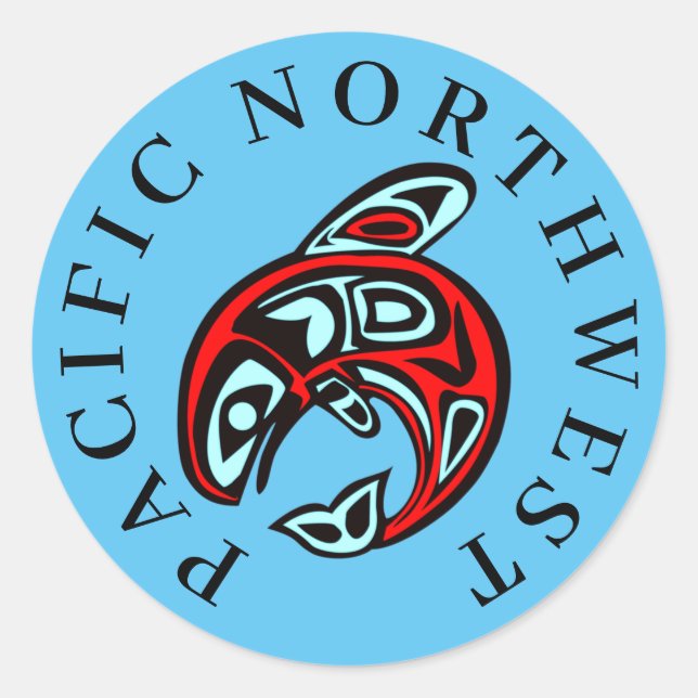 Pacific Northwest Indiana Art Killer Whale Runder Aufkleber (Vorderseite)