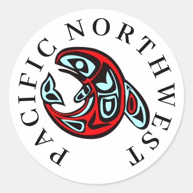Pacific Northwest Indiana Art Killer Whale Runder Aufkleber (Vorderseite)