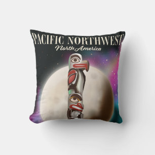 Pacific Northwest Totem-Pfahl-Reiseposter T-Shirt Kissen
