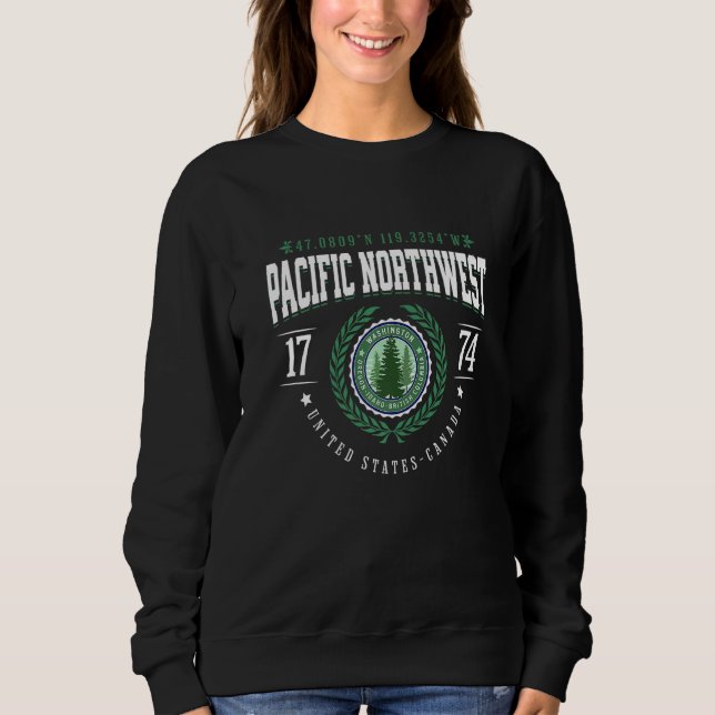Pacific Northwest Washington Idaho Oregon Pine Tre Sweatshirt (Vorderseite)