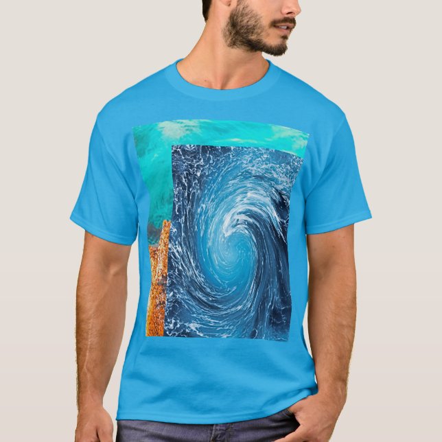Pacific Ocean Splash Mens Aquamarin T-Shirt (Vorderseite)