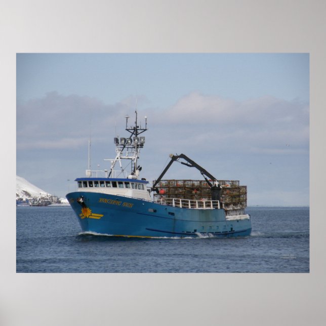 Pacific Sun, Crab Boat im niederländischen Hafen,  Poster (Vorne)