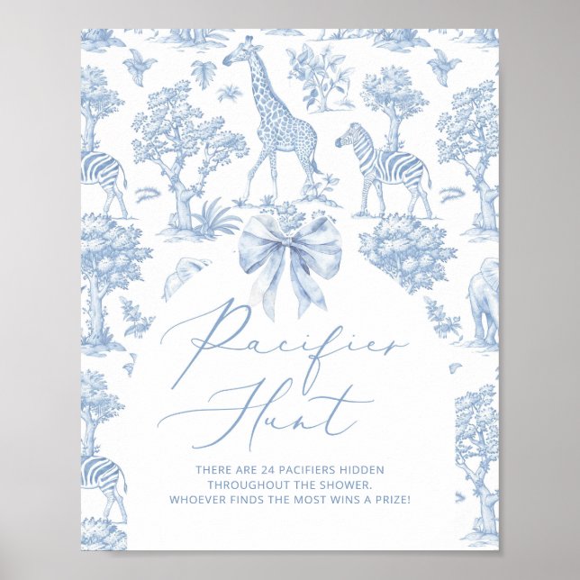 Pacifier Hunt Toile de Jouy Safari animals Poster (Vorne)