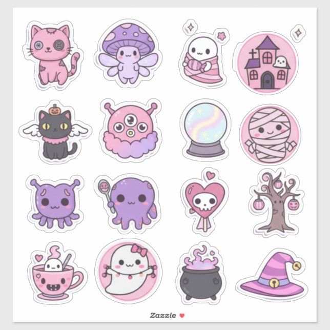 Pack autocollant Kawaii Mystical Haunts (Feuille)