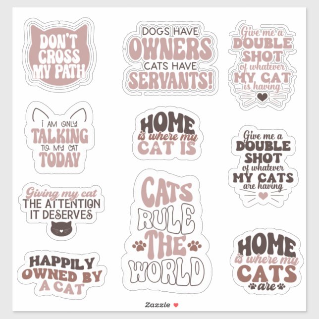 Pack Cat niedlich groovy motivierend Zitat lustig Aufkleber (Blatt)