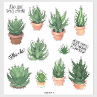 Pack de Stickers Funny Aloe Vera Puns