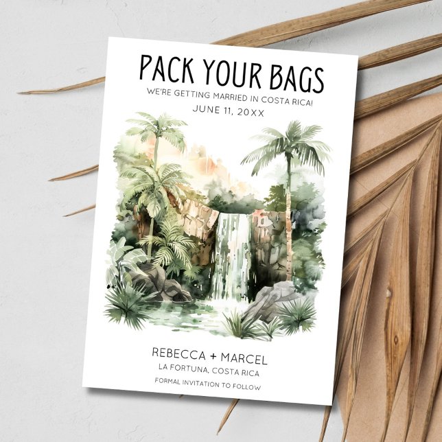 Pack deine Bags Costa Rica Foto Hochzeit Save The Date (Pack Your Bags Costa Rica Photo Wedding Save The Date)