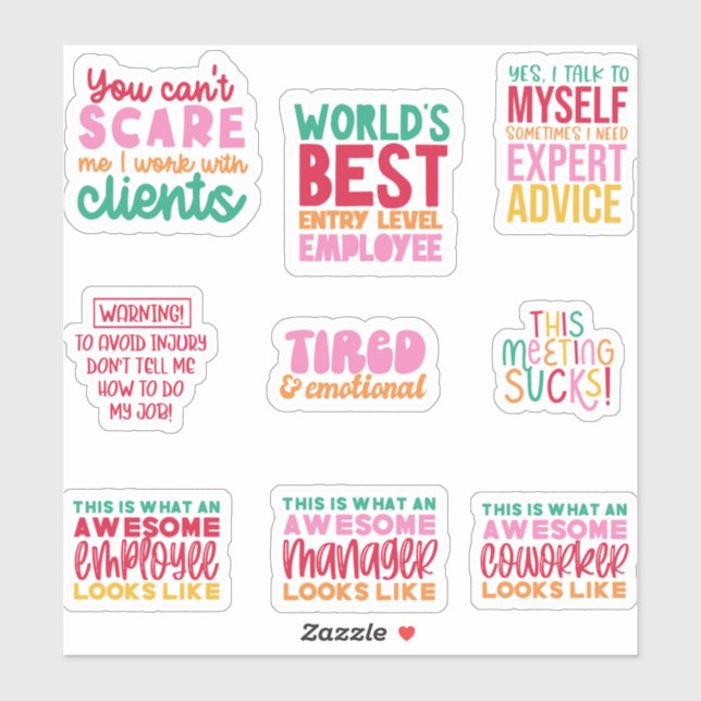 Pack Funny Office travail Sticker cadeaux collègue (Feuille)