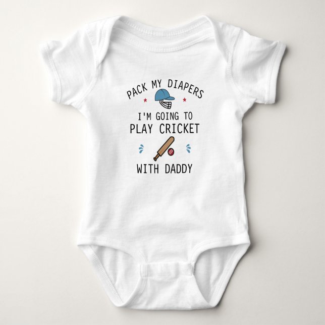Pack meine Windeln, mit denen ich Cricket spielen  Baby Strampler (Vorderseite)