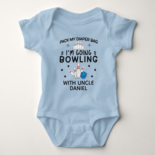 Pack meine Windeltasche, die ich mit Onkel Bowling Baby Strampler (Vorderseite)