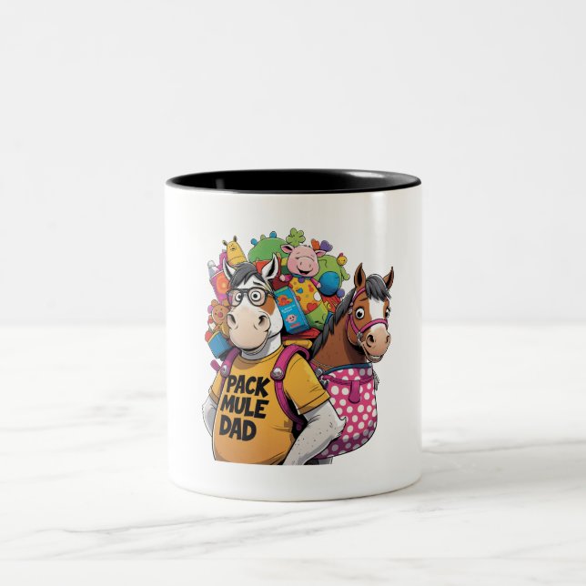 Pack Mule Vater - Funny Horse Zweifarbige Tasse (Mittel)