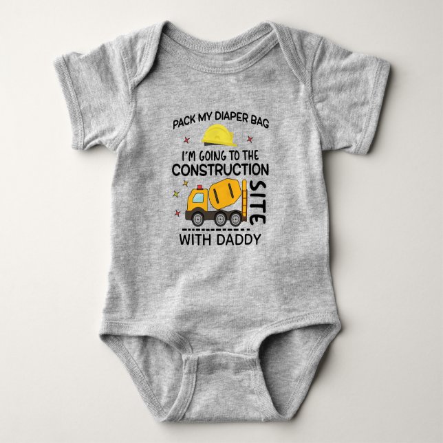 Pack My Diapers Ich gehe auf die Baustelle Baby Strampler (Vorderseite)