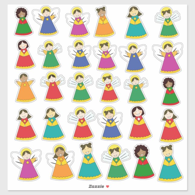Pack of 30 angels and singing children stickers aufkleber (Blatt)
