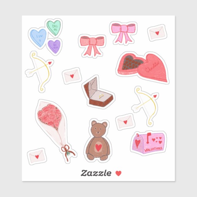 Pack Sticker Planner, Valentine esthétique (Feuille)