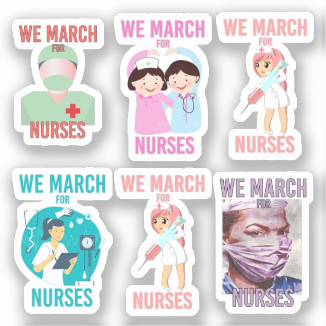 [Pack] Wir März für Krankenschwestern | Niedliche  Aufkleber (Vorderseite)