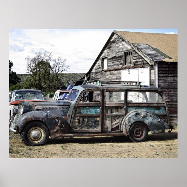 PACKARD WOODY STATION WAGON c. 40er Jahre Poster (Vorne)