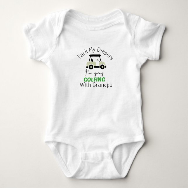 Packen Sie meine Windeln, die ich am Golfspielen m Baby Strampler (Vorderseite)
