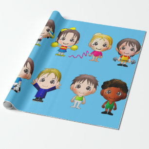 Packen von Papier Cartoon Sportzeichen. Geschenkpapier
