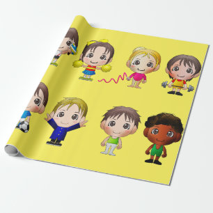 Packen von Papier Cartoon Sportzeichen. Geschenkpapier