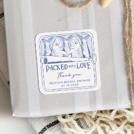 Packet mit Liebe gegossen Sardinen Brautparty Quadratischer Aufkleber