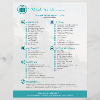 Packliste: Warme Klimareise (1 Erwachsene)