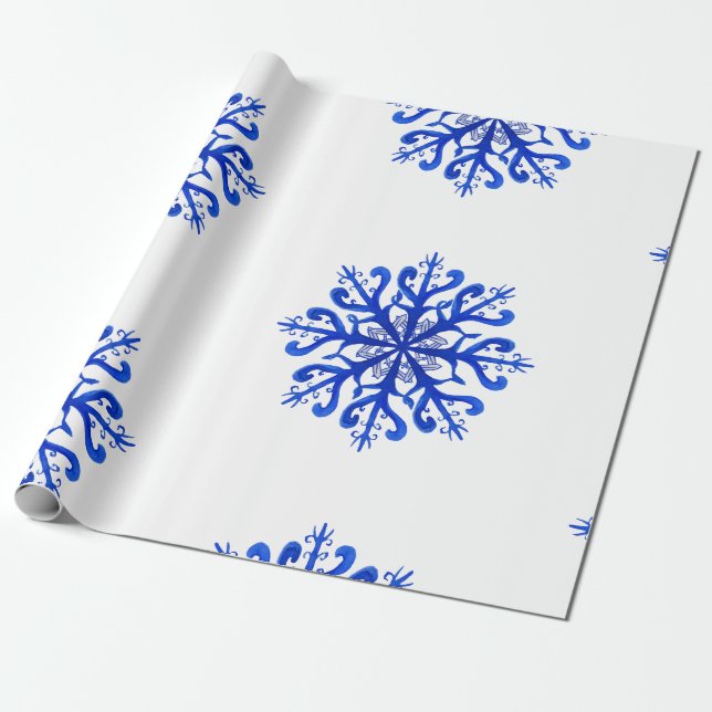Packpapier-Aquarell-Schneeflocke-Weihnachten Geschenkpapier (Ungerollt)