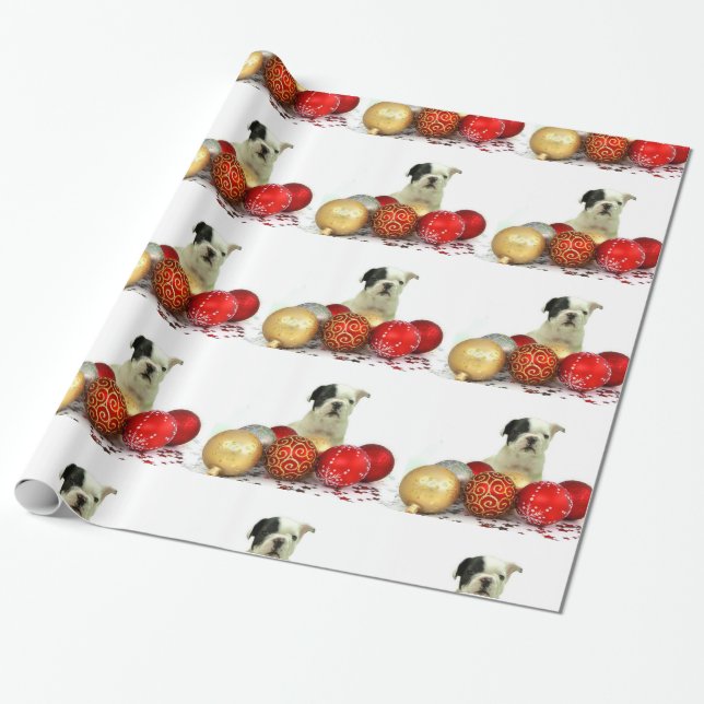 Packpapier der Weihnachtsfranzösischen Bulldogge (Ungerollt)