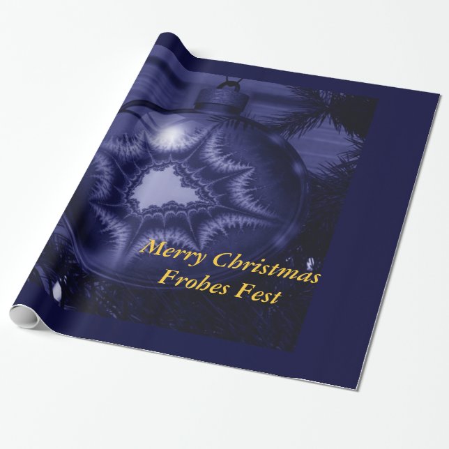 Packpapier, fröhliche Weihnachten, blau Geschenkpapier (Ungerollt)