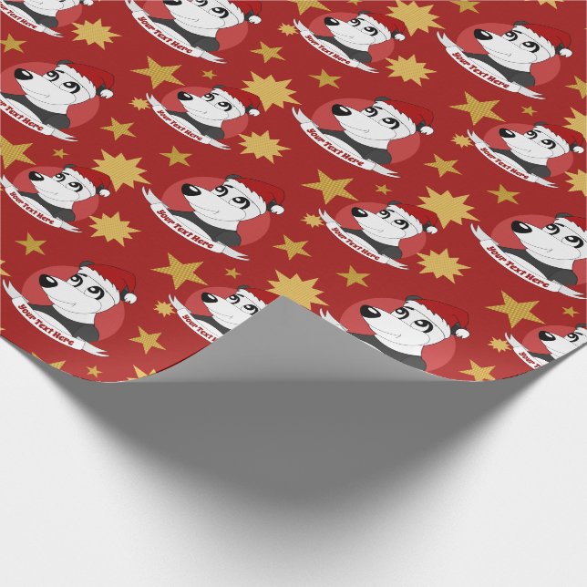Packpapier für den Weihnachtspanda-Cartoon (Ecke)