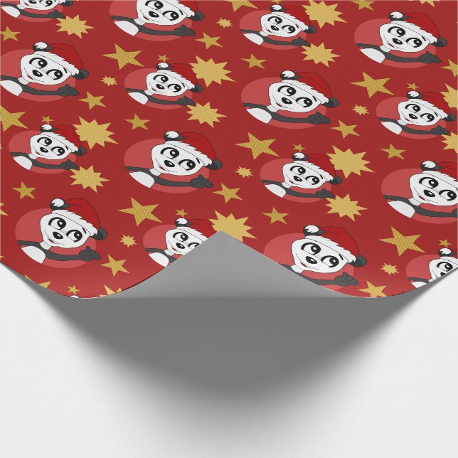 Packpapier für den Weihnachtspanda-Cartoon (Ecke)