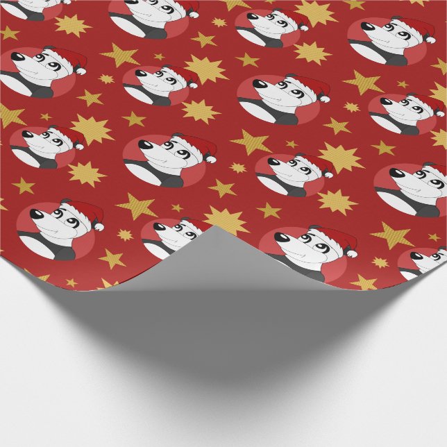Packpapier für den Weihnachtspanda-Cartoon (Ecke)