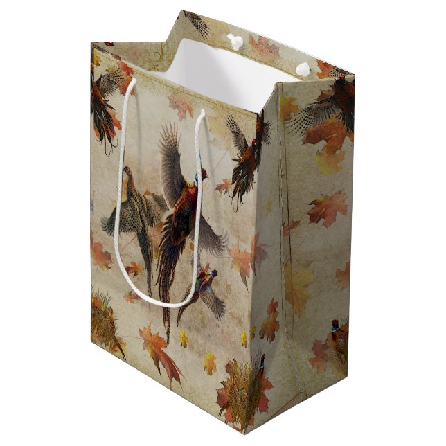 Packpapier für Fasan Mittlere Geschenktüte (Vorderseite Schrägansicht)
