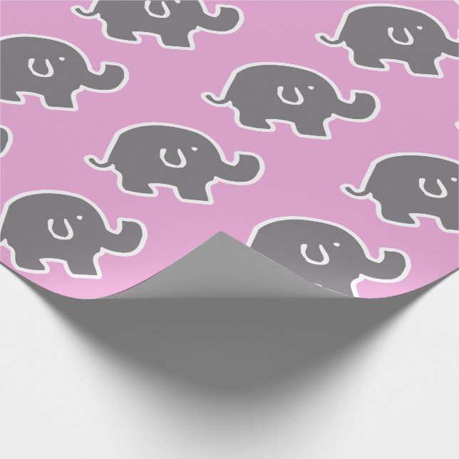 Packpapier für graue und rosafarbene Babydusche (Ecke)