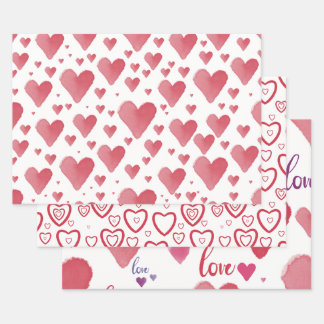 Packpapier für Liebe und Herz Geschenkpapier Set