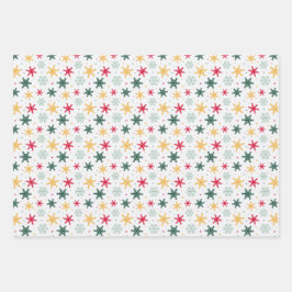 Packpapier für Schneeflocken mit einem Set von 3 Geschenkpapier Set