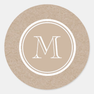 Packpapier-Hintergrund-Monogramm Runder Aufkleber