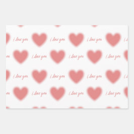 Packpapier mit Herzen und Zitat "I Liebe you" Geschenkpapier Set