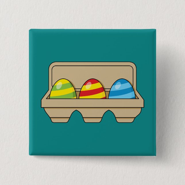Packung mit bunten Ostereiern aus Cartoon Button (Vorderseite)