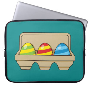 Packung mit bunten Ostereiern aus Cartoon Laptopschutzhülle