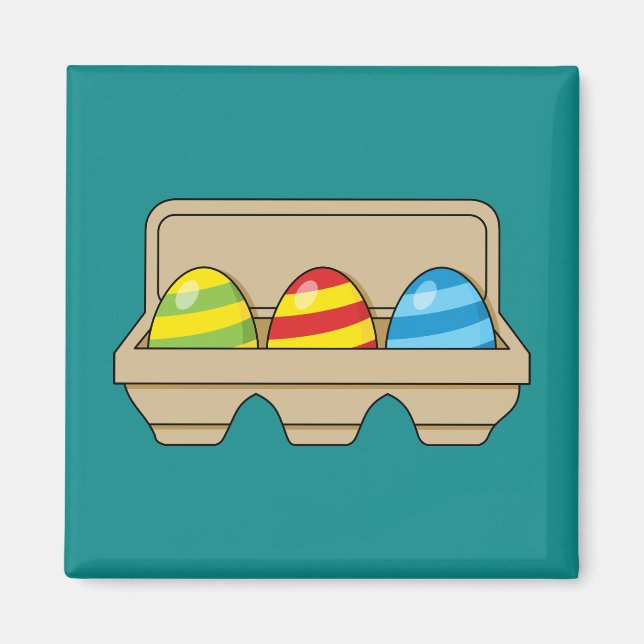 Packung mit bunten Ostereiern aus Cartoon Magnet (Vorne)