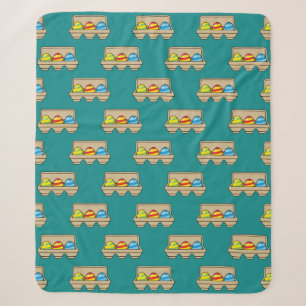 Packung mit bunten Ostereiern aus Cartoon Sherpadecke