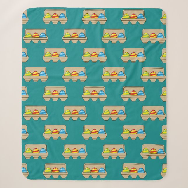 Packung mit bunten Ostereiern aus Cartoon Sherpadecke (Vorderseite)