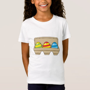 Packung mit bunten Ostereiern aus Cartoon T-Shirt