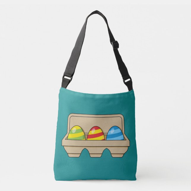 Packung mit bunten Ostereiern aus Cartoon Tragetaschen Mit Langen Trägern (Vorderseite)