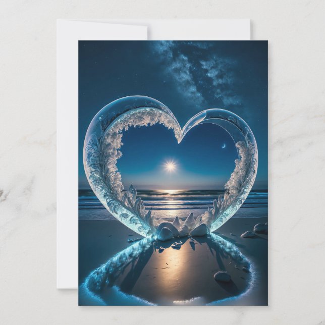 Pacte Lune : Icy Heart Beach Wedding Invitation (Devant)